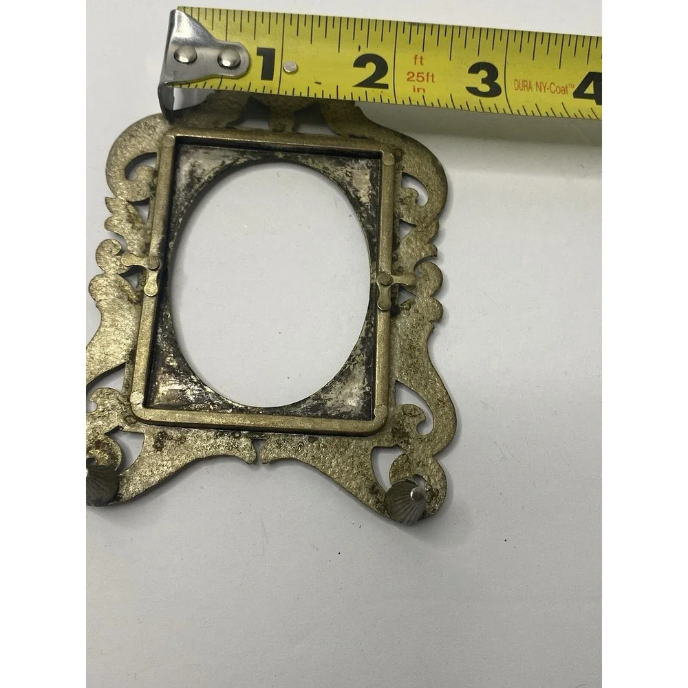 Ornate Tabletop Stand Up‎ Frame Metal Silver Pewter Tone Vintage 1980s #2